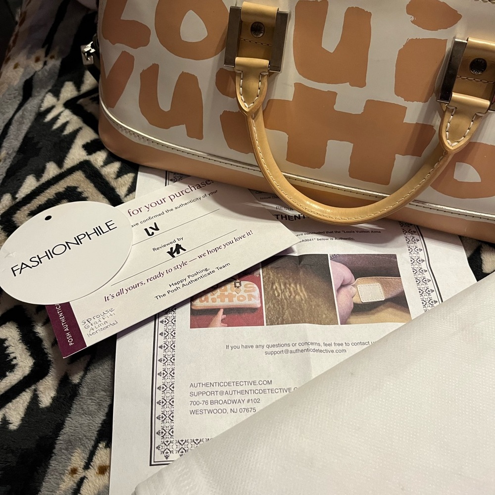 Louis Vuitton Rare EUC *COA Sprouse Graffiti East West Alma Tote Satchel Apricot - Picture 15 of 15